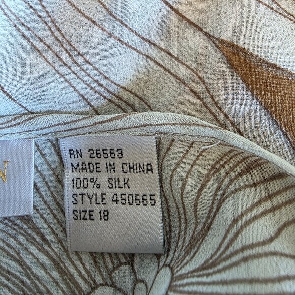 A.B. Lambdin Silk Poncho Coverup Top Floral Sequin Beads Tie Plus Sz 18 Vintage - Picture 11 of 12